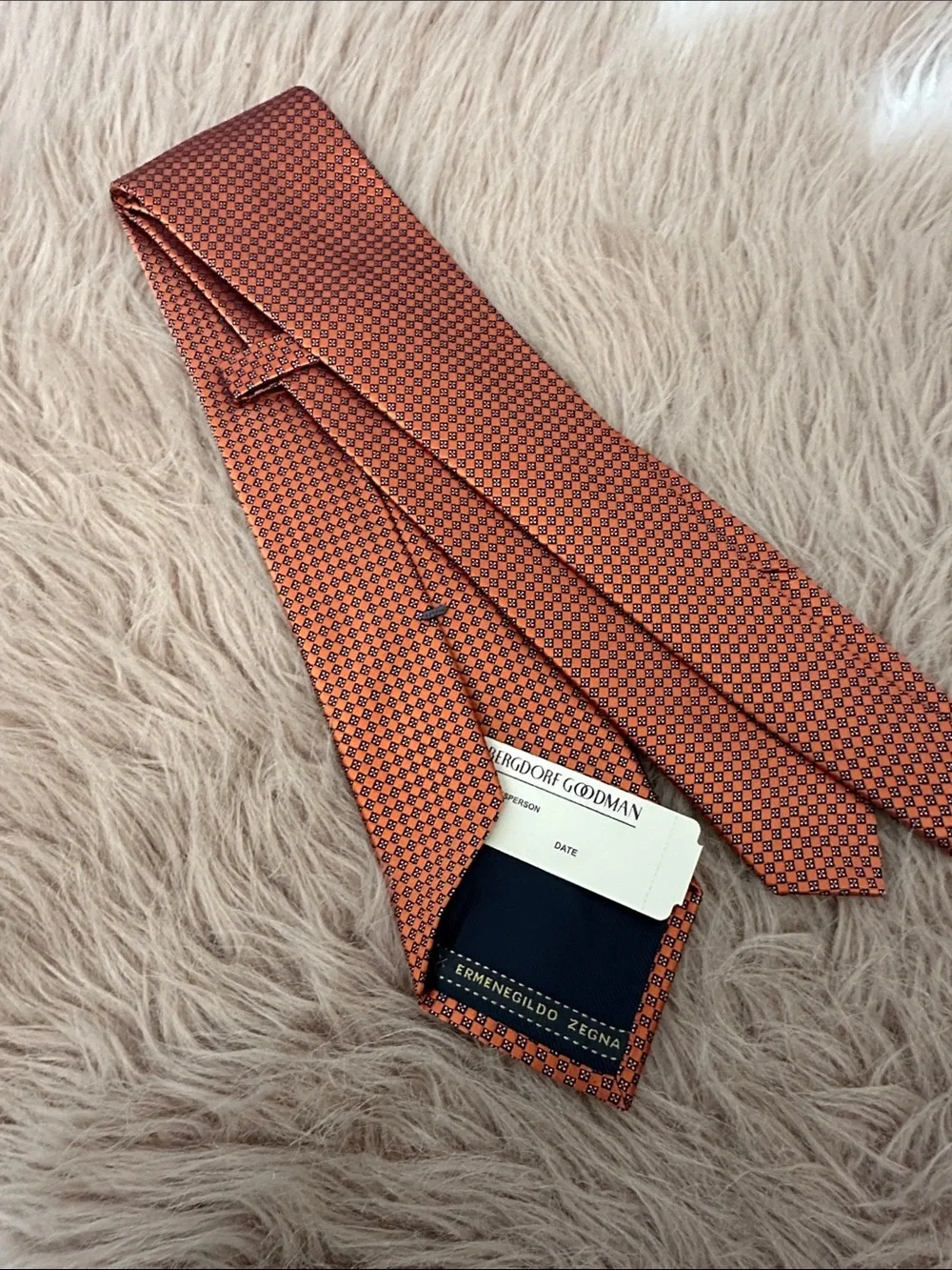 Men's Orange Geometric Silk Tie - Ermenegildo Zegna